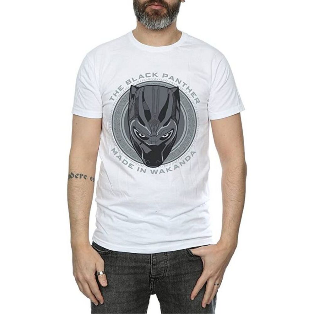 Black Panther Mens Made in Wakanda Cotton T-Shirt / White